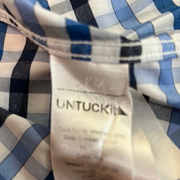UNTUCKit Blue/Dark Blue Checked Shirt - Slim Fit - Sz L - Picture 5 of 9
